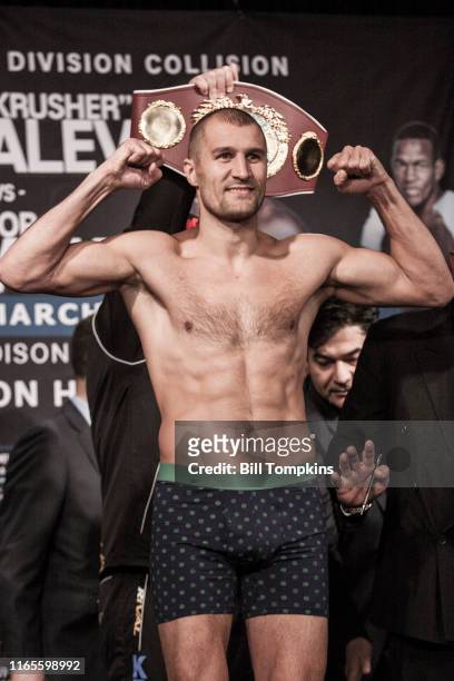 Bill Tompkins/Getty Images Sergey Kovalev poses during weighin on March 2, 2018 at Madison Square Garden in New York City.