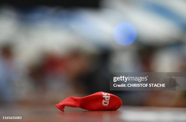 Balloon with the logo of Germany's Social Democrats party is seen during the Gillamoos Bavarian political event in Abensberg, southern Germany, on...