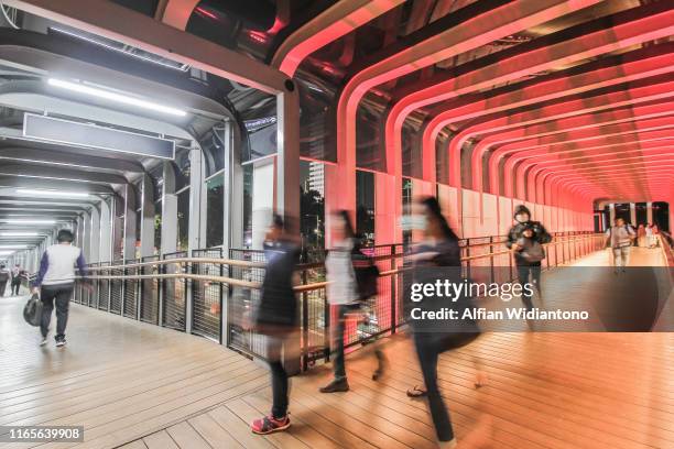 pedestrian footbridge - indonesia street stock pictures, royalty-free photos & images