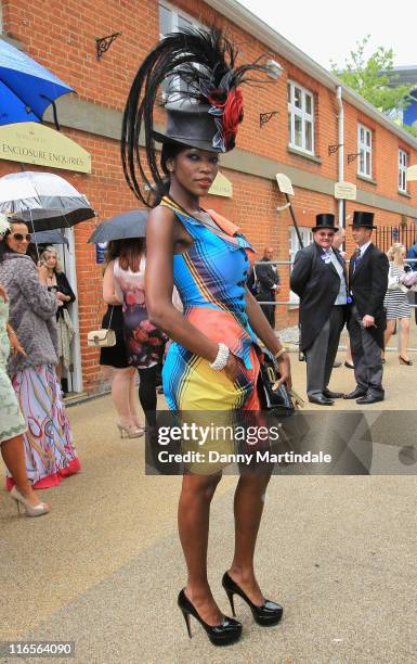 Racegoer attends ladies day at the Royal Ascot at Ascot Racecourse on June 16, 2011 in Ascot, England.