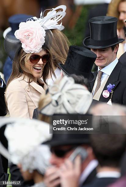 Elizabeth Hurley smiles in the parade ring on Ladies Day at Royal Ascot at Ascot Racecourse on June 14, 2011 in Ascot, United Kingdom.