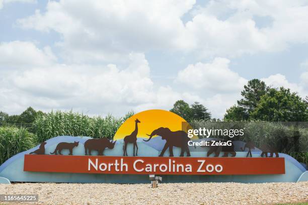north carolina zoo zeichen in asheboro - zoo eingang stock-fotos und bilder