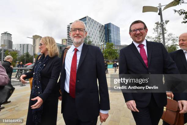 Labour Party leader Jeremy Corbyn walks with members of his shadow cabinet Shadow Business Secretary Rebecca Long Bailey, Shadow Communities...