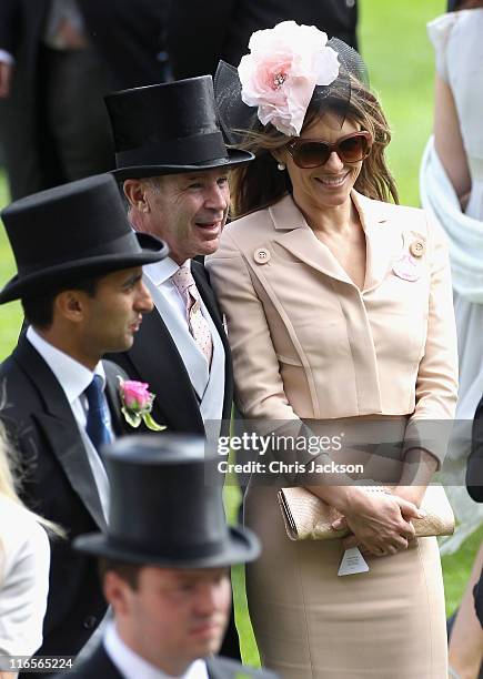 Elizabeth Hurley smiles in the parade ring on Ladies Day at Royal Ascot at Ascot Racecourse on June 14, 2011 in Ascot, United Kingdom.