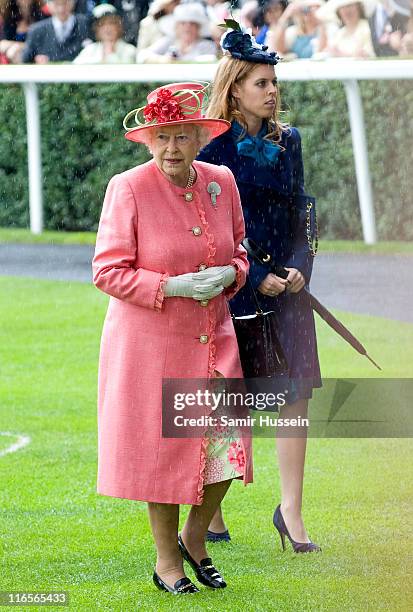 Queen Elizabeth II and Princess Beatrice attend Ladies Day of Royal Ascot at Ascot Racecourse on June 16, 2011 in Ascot, England.