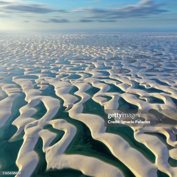 aerial view, lençóis maranhenses national park - lencois maranhenses national park stock pictures, royalty-free photos & images