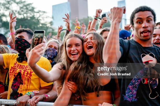 General view of the atmosphere at the 2019 Lollapalooza Music Festival at Grant Park on August 01, 2019 in Chicago, Illinois.