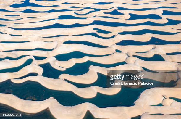 aerial images, sand dunes, lençóis maranhenses national park - lencois maranhenses national park stock-fotos und bilder