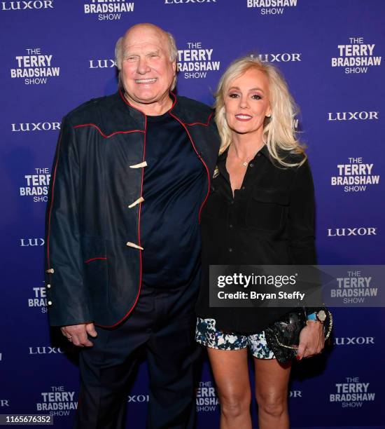 Pro Football Hall of Fame member and sports broadcaster Terry Bradshaw and his wife, Tammy Bradshaw attend the premiere of his show "The Terry...