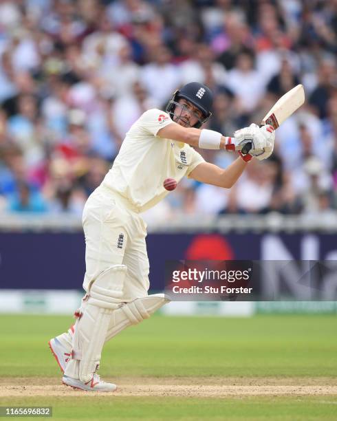 England batsman Rory Burns picks up some runs during day two of the First Specsavers Test Match between England and Australia at Edgbaston on August...