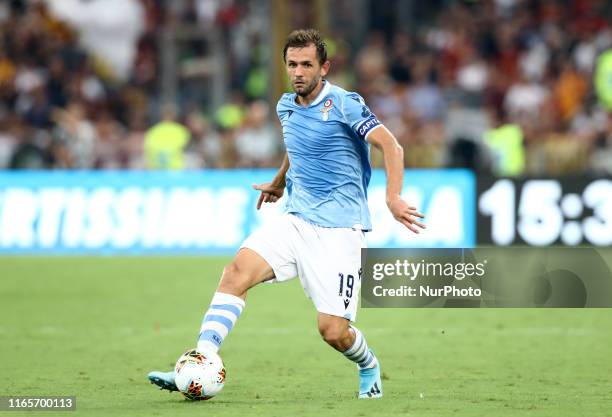 Senad Lulic of Lazio during the Serie A match AS Roma v SS Lazio at the Olimpico Stadium in Rome, Italy on September 1, 2019