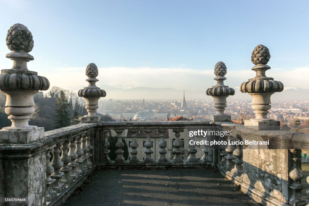 Ancient terrace with a view on Turin, Italy