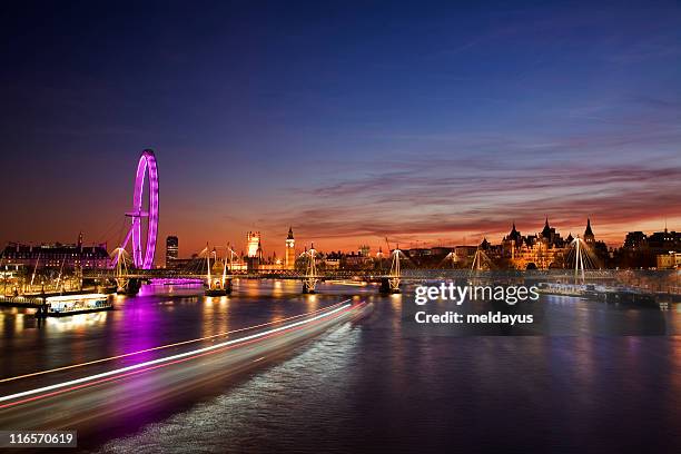 westminster (london) at sunset - millennium wheel stock pictures, royalty-free photos & images