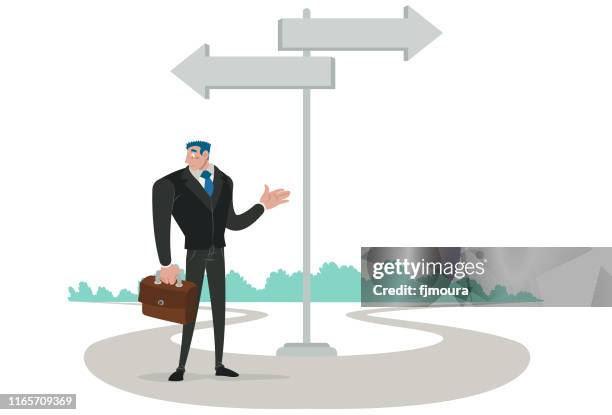 paths and decisions at work - choosing path stock illustrations