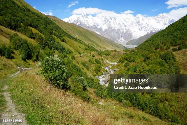 glacier along the mestia hiking trail - georgia caucaso del sud foto e immagini stock