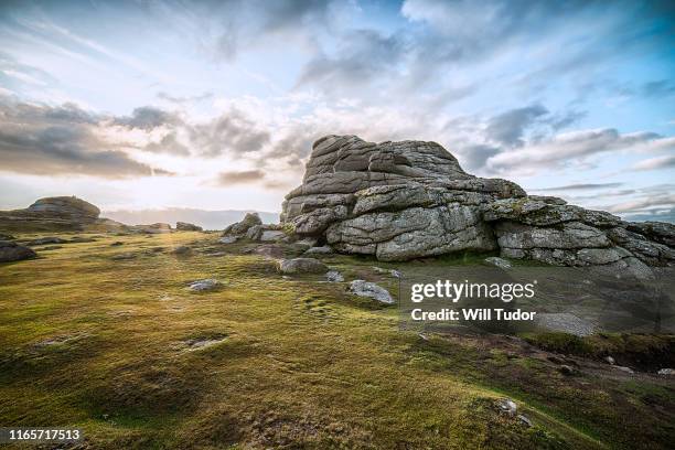 haytor sunset - outcrop stock pictures, royalty-free photos & images