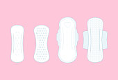 Set of different sanitary napkins