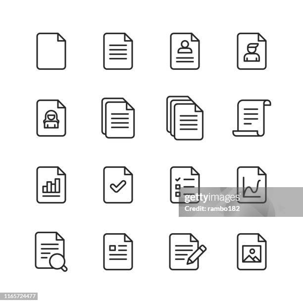 文檔行圖示。可編輯描邊。圖元完美。適用于移動和 web。包含諸如文檔、檔、通信、簡歷、檔搜索等圖示。 - 研究 幅插畫檔、美工圖案、卡通及圖標