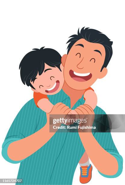 father's day - hugging son stock illustrations