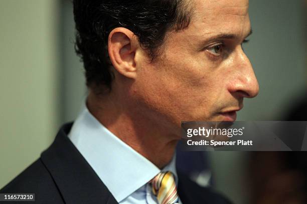 Rep. Anthony Weiner announces his resignation June 16, 2011 in the Brooklyn borough of New York City. The resignation comes 10 days after the...