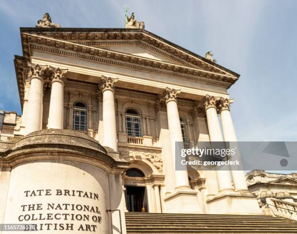 tate britain facade and entrance - tate britain stock pictures, royalty-free photos & images