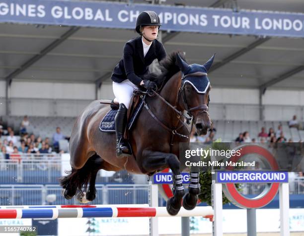 Jennifer Gates during the Longines Global Champions Tour of London 2019 at Royal Hospital Chelsea on August 02, 2019 in London, England.