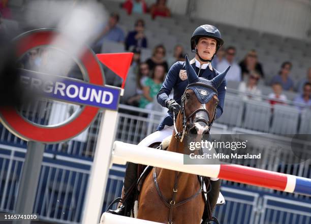 Jessica Springsteen during the Longines Global Champions Tour of London 2019 at Royal Hospital Chelsea on August 02, 2019 in London, England.