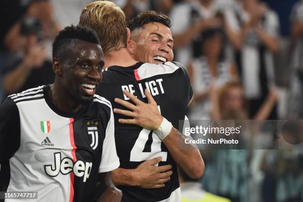Cristiano Ronaldo and Matthijs De Ligt and Blaise Matuidi of Juventus FC during the Italian Serie A 2019/2020 match between Juventus FC and SSC...