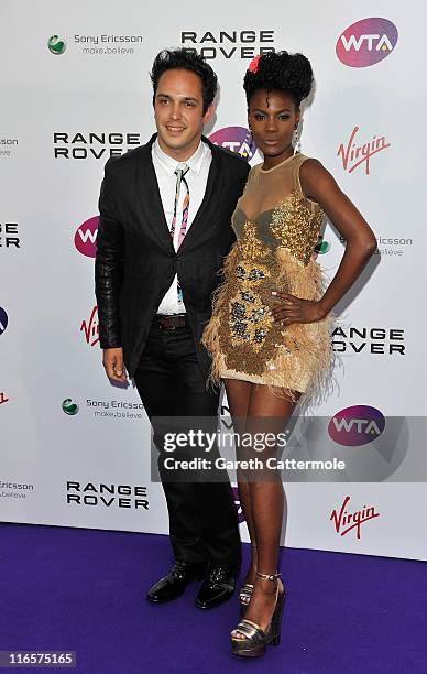 Musician Dan Smith and singer Shingai Shoniwa of The Noisettes arrive at the WTA Tour Pre-Wimbledon Party at The Roof Gardens, Kensington on June 16,...