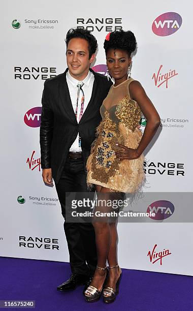 Musician Dan Smith and singer Shingai Shoniwa of The Noisettes arrive at the WTA Tour Pre-Wimbledon Party at The Roof Gardens, Kensington on June 16,...