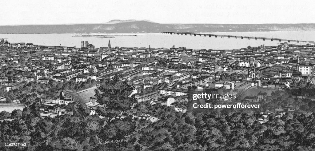 Cityscape of Montreal, Quebec, Canada - 19th Century