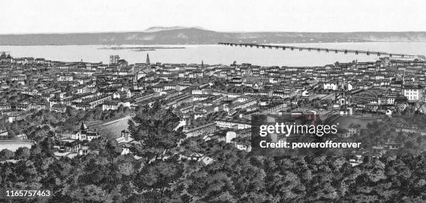 cityscape of montreal, quebec, canada - 19th century - old montreal stock illustrations