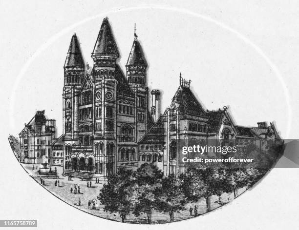 second toronto city hall in toronto, ontario, canada - 19th century - toronto stock illustrations