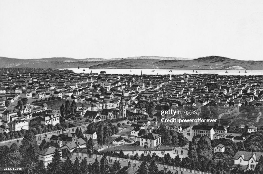 Cityscape of Hamilton, Ontario, Canada - 19th Century