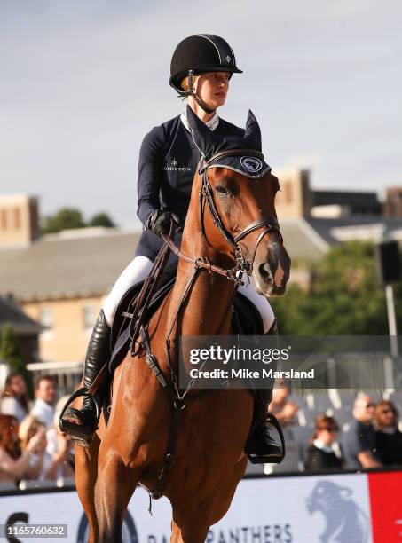 Jennifer Gates during the Longines Global Champions Tour of London 2019 at Royal Hospital Chelsea on August 02, 2019 in London, England.