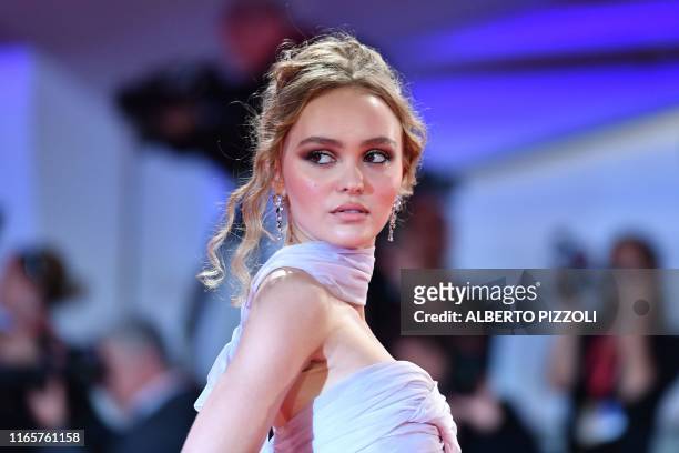 French US actress Lily-Rose Depp arrives for the screening of the film "The King" presented out of competition on September 2, 2019 during the 76th...