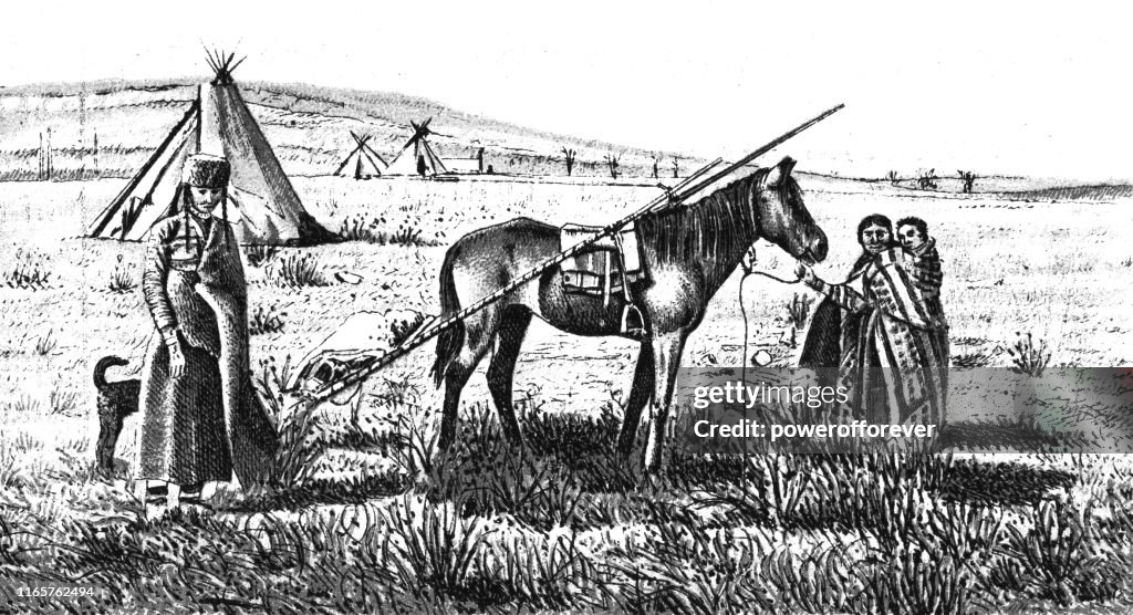Siksika First Nations Family in Alberta, Canada - 19th Century