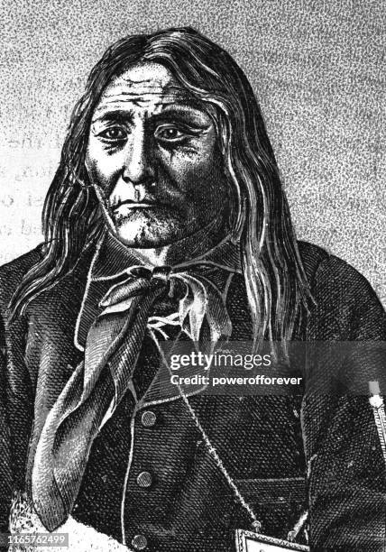 isapo-muxika (chief crowfoot) - 19. jahrhundert - häuptling stock-grafiken, -clipart, -cartoons und -symbole