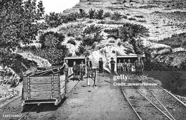 coal mine in lethbridge, alberta, canada - 19th century - lethbridge alberta stock illustrations