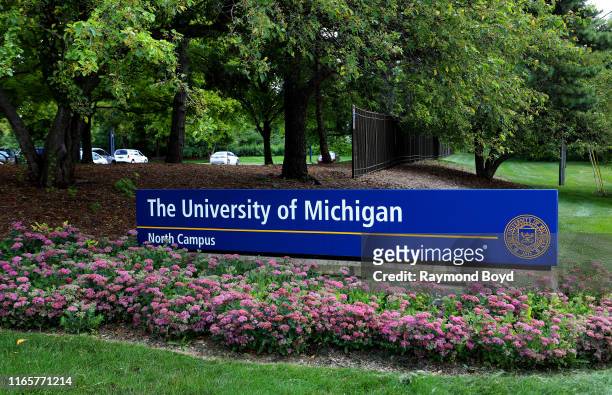The University Of Michigan North Campus signage at the University Of Michigan in Ann Arbor, Michigan on July 30, 2019.