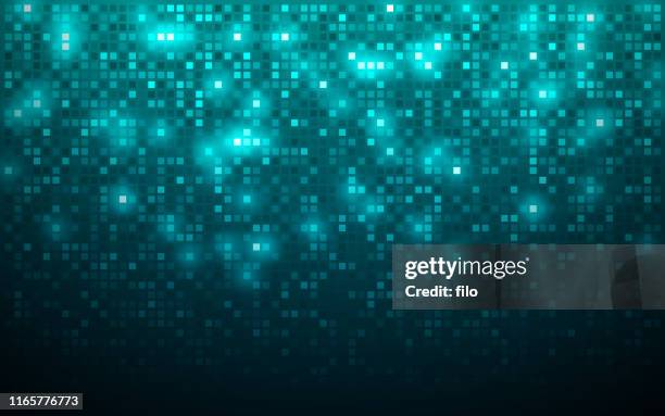 glow squares abstract dark background - teal stock illustrations