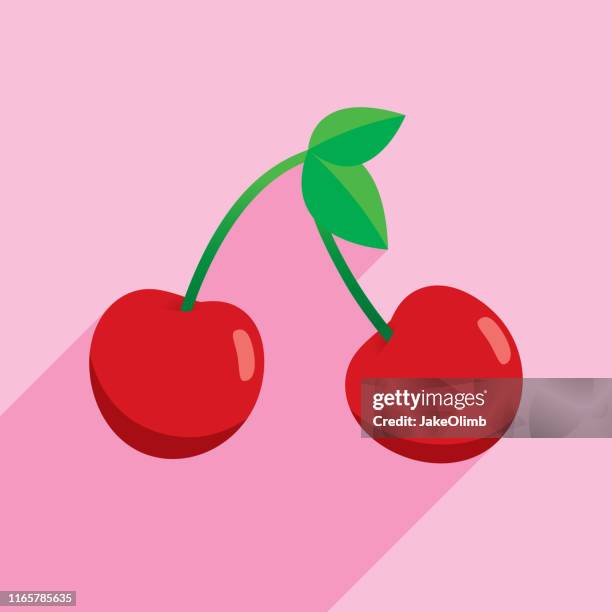 ilustraciones, imágenes clip art, dibujos animados e iconos de stock de cerezas icono plano - juicy