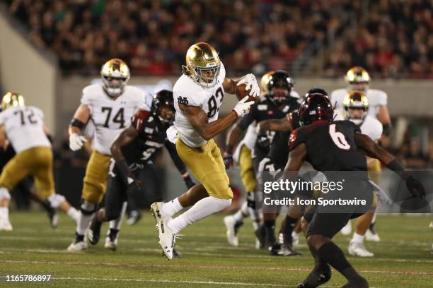 Notre Dame Fighting Irish wide receiver Chase Claypool carries the ball during the game against the Notre Dame Fighting Irish and the Louisville...