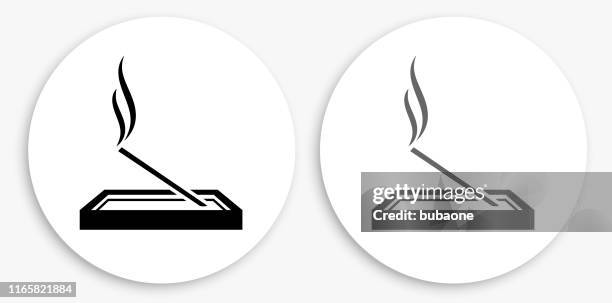 incense black and white round icon - incense stock illustrations