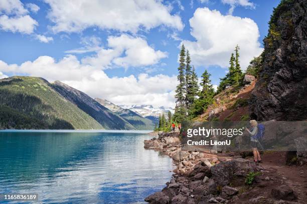 hiking in garibaldi lake, squamish, bc, canada - the blue man group in vancouver stock pictures, royalty-free photos & images