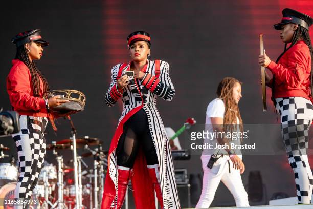 Janelle Monáe performs at the Lollapalooza Music Festival at Grant Park on August 02, 2019 in Chicago, Illinois.