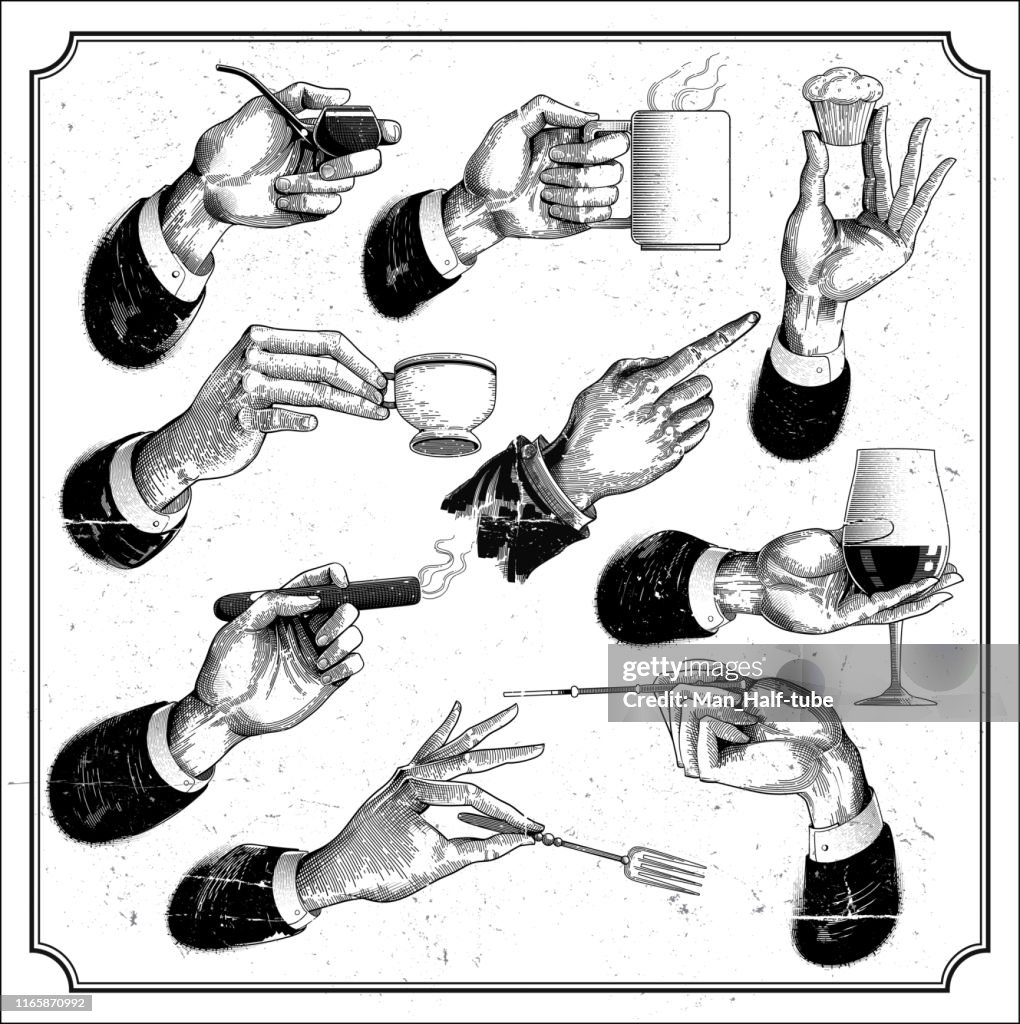 Restaurant Menü Hände gesetzt