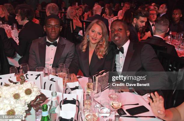 Damson Idris, Tess Ward and Jamal Edwards attend the the GQ Men Of The Year Awards 2019 in association with HUGO BOSS at the Tate Modern on September...