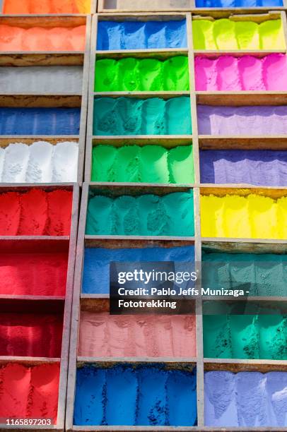 assorted colored powders - pashupatinath stock pictures, royalty-free photos & images