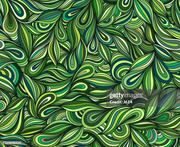 grünes nahtloses doodle - farbprobe stock-grafiken, -clipart, -cartoons und -symbole